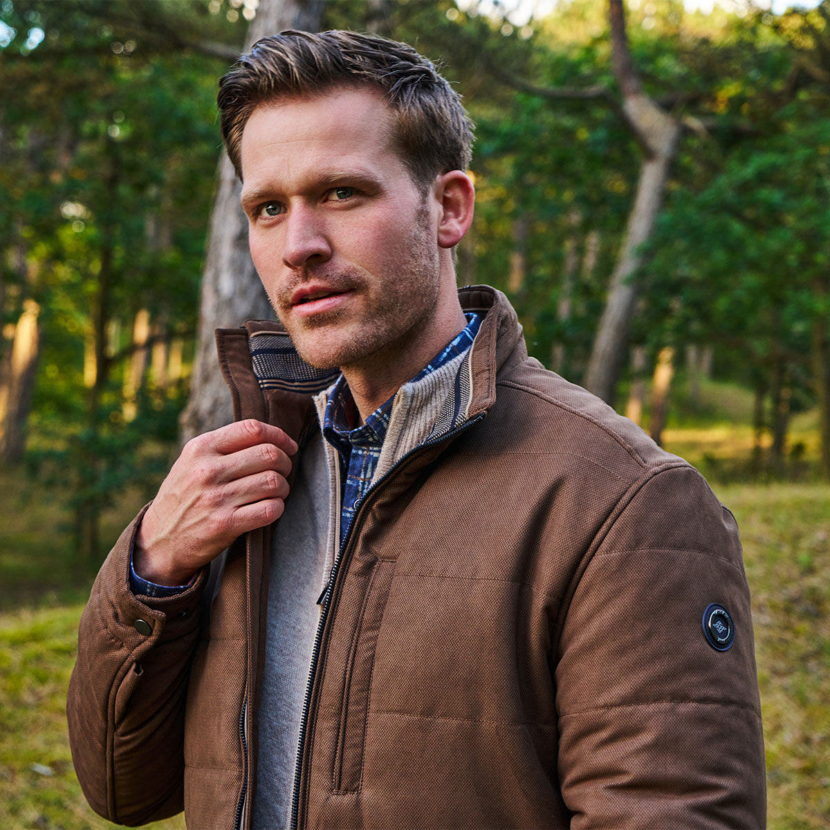 Baileys Padded Outdoor Jacket Dark Sand Suedine High Collar 422345