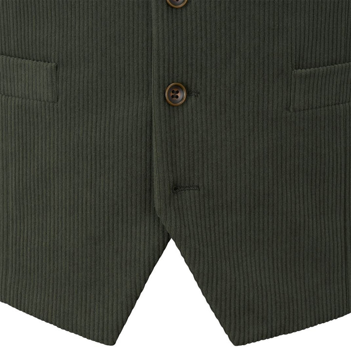 Dark green ribbed sweater with buttons on a white background