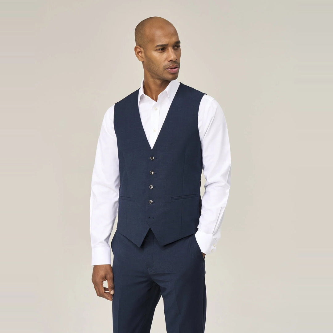 Baks Rozario Navy Wool Blend Suit Waistcoat 99MM10262, front view