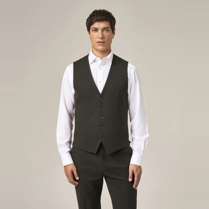 Baks Boyd Brown Puppytooth Suit Waistcoat 99MM10276, front view