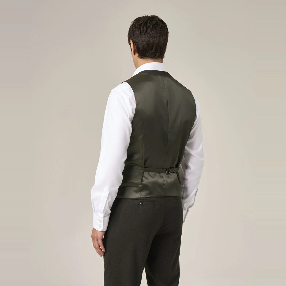 Baks Boyd Brown Puppytooth Suit Waistcoat 99MM10276, back view