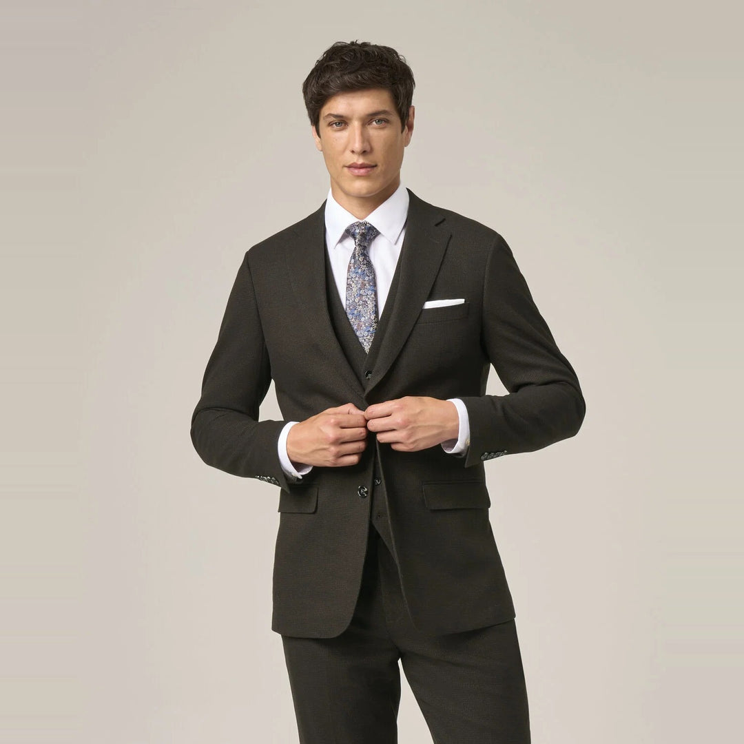 Baks Boyd Brown Puppytooth Suit Jacket 99MM30276, front view