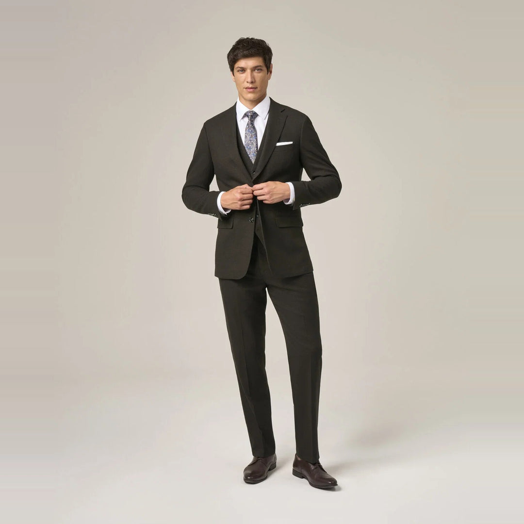 Baks Boyd Brown Puppytooth Suit Jacket 99MM30276, full-length view