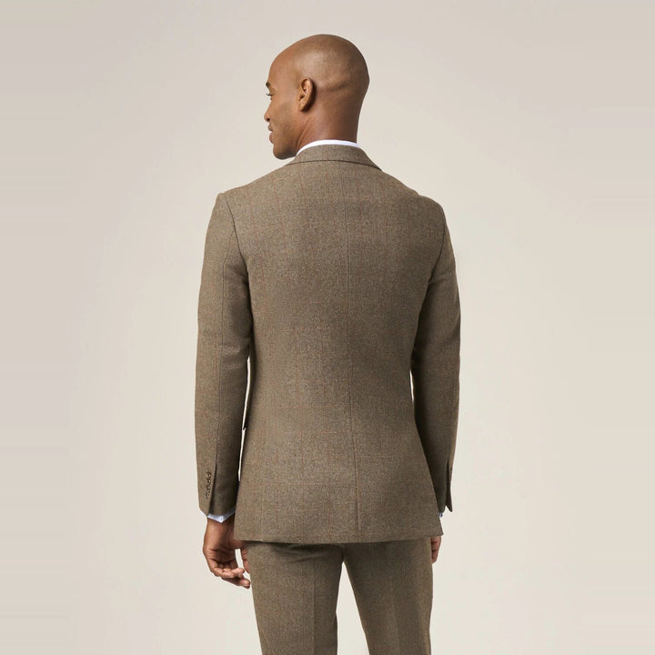 Baks Cupar Sage Herringbone Suit Jacket 99MM30282, back view