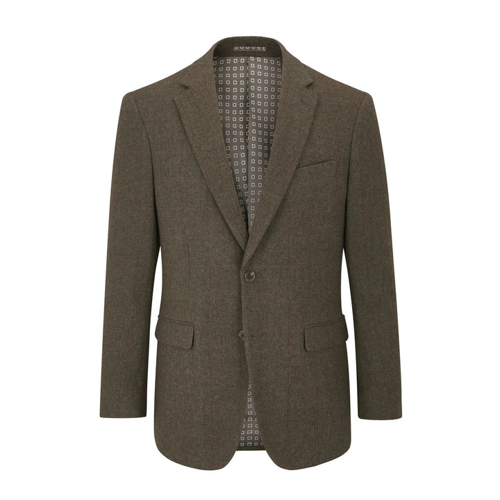 Baks Cupar Sage Herringbone Suit Jacket 99MM30282, flat front view