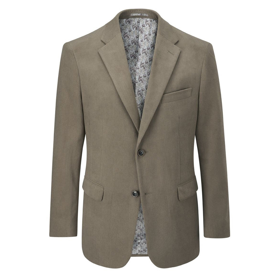 Brown blazer with floral shirt on a white background