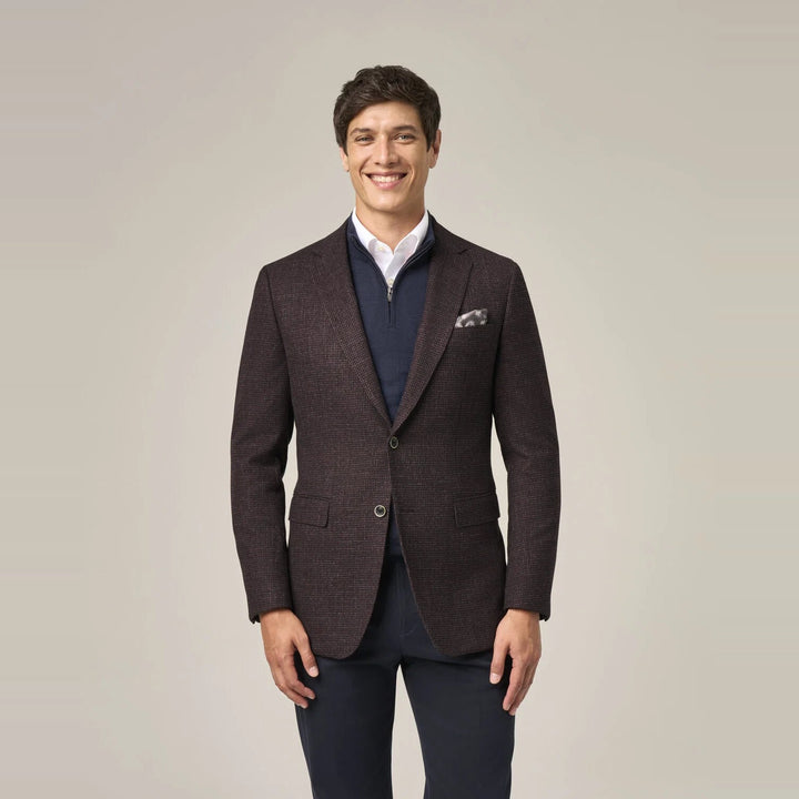 Baks Dawlish Wine Puppytooth Blazer Jacket 99MM4682, front view