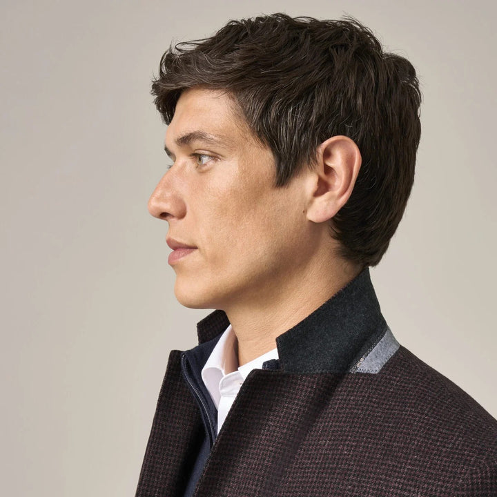 Baks Dawlish Wine Puppytooth Blazer Jacket 99MM4682, collar detail