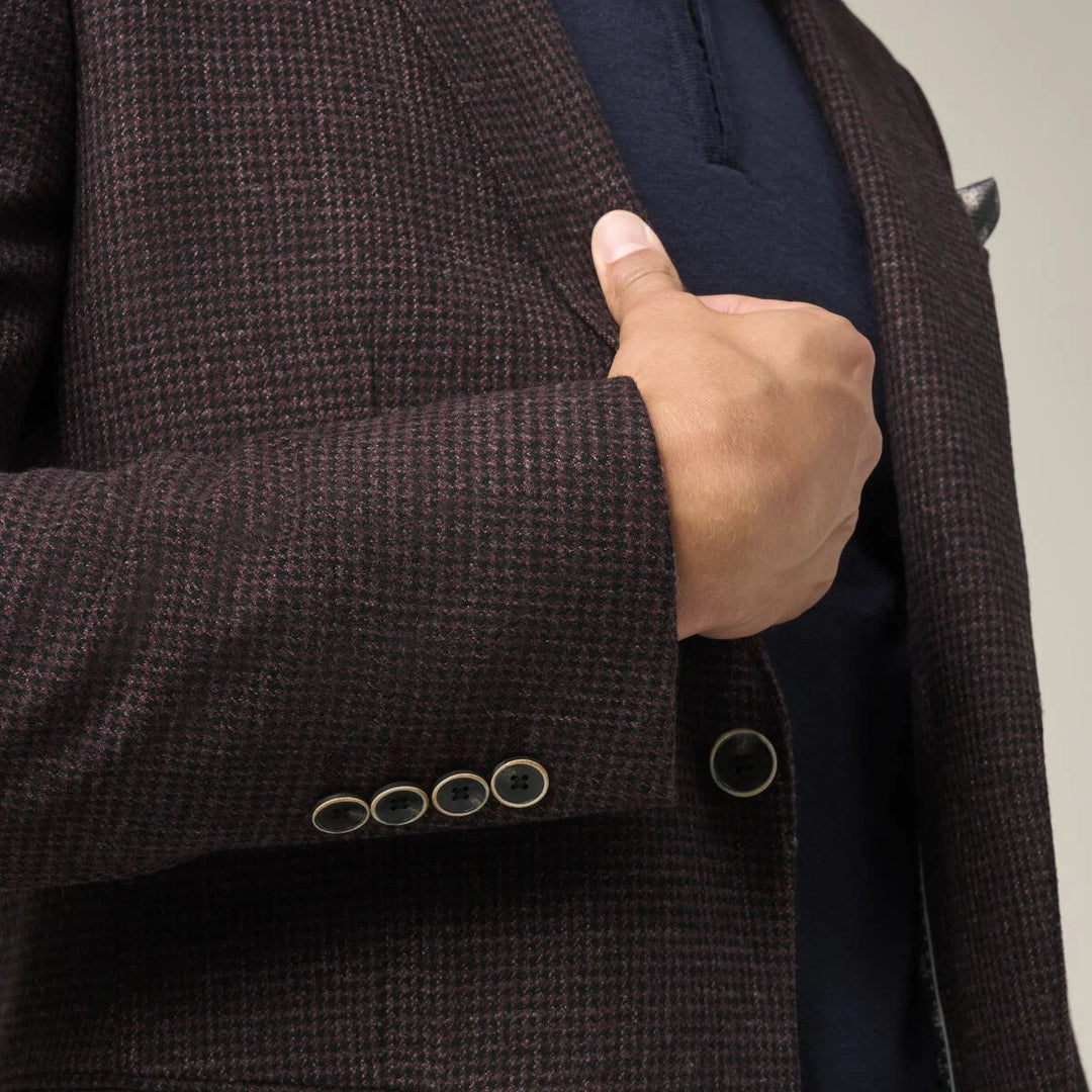 Baks Dawlish Wine Puppytooth Blazer Jacket 99MM4682, cuff detail