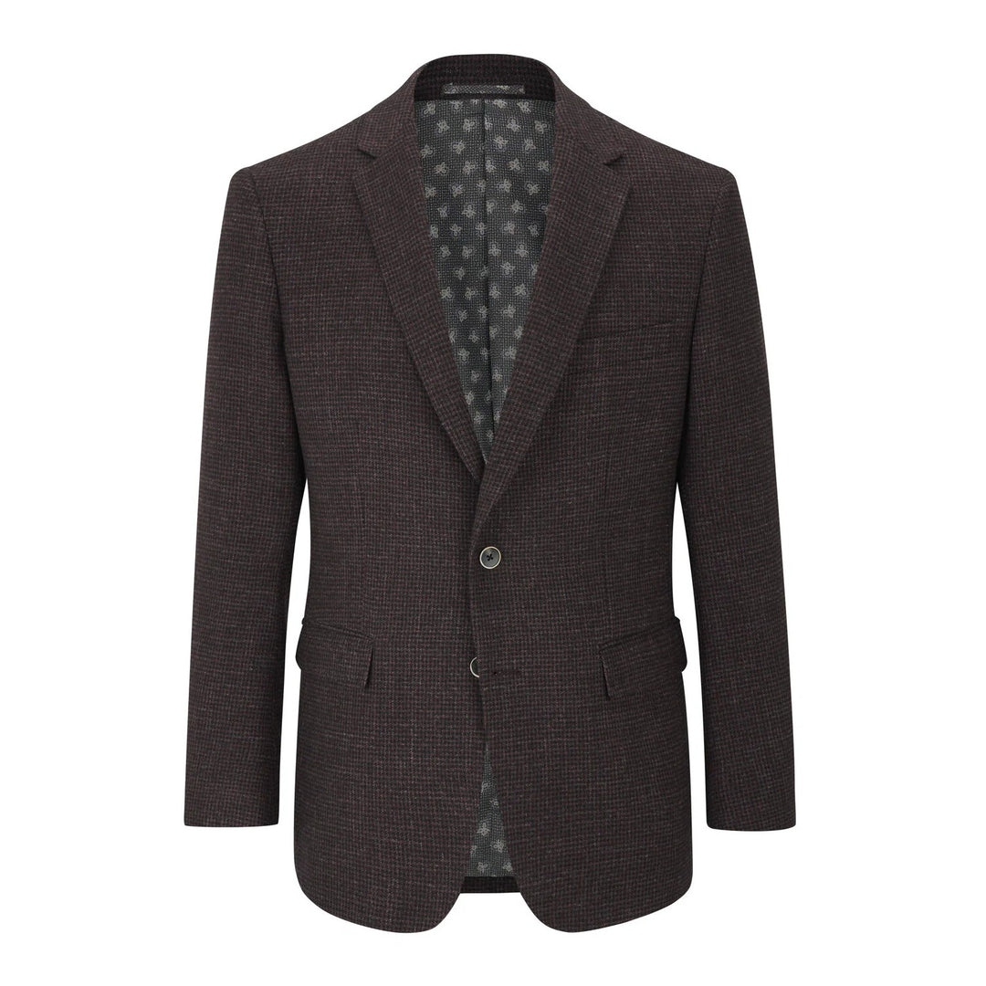 Baks Dawlish Wine Puppytooth Blazer Jacket 99MM4682, flat front view