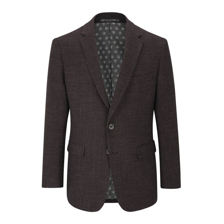 Baks Dawlish Wine Puppytooth Blazer Jacket 99MM4682, flat front view