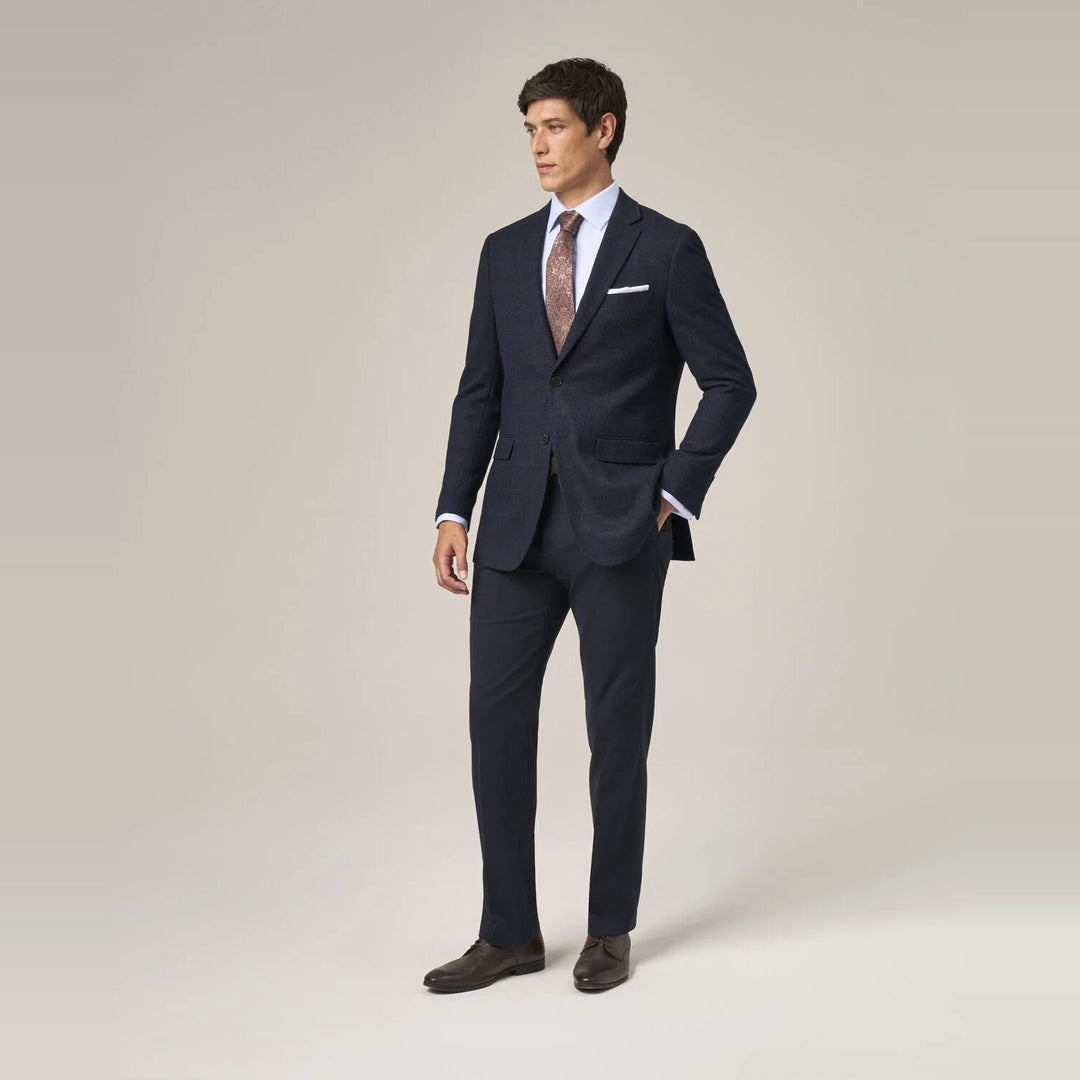 Baks Cupar Navy Herringbone Blazer Jacket 99MM4684, full-length view