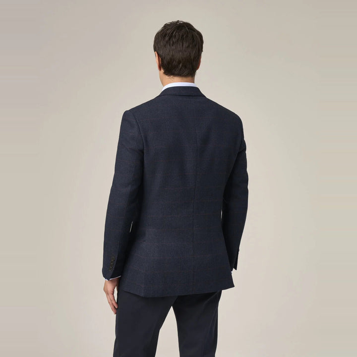 Baks Cupar Navy Herringbone Blazer Jacket 99MM4684, back view