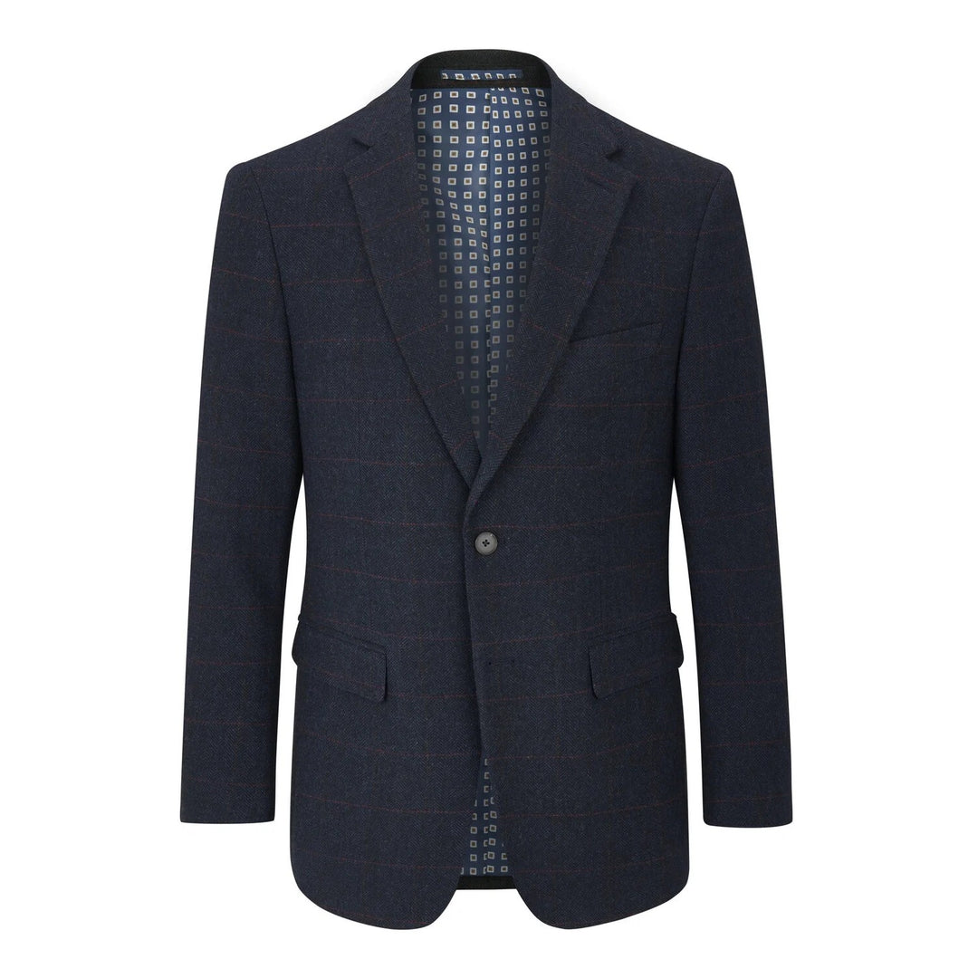 Baks Cupar Navy Herringbone Blazer Jacket 99MM4684, flat front view
