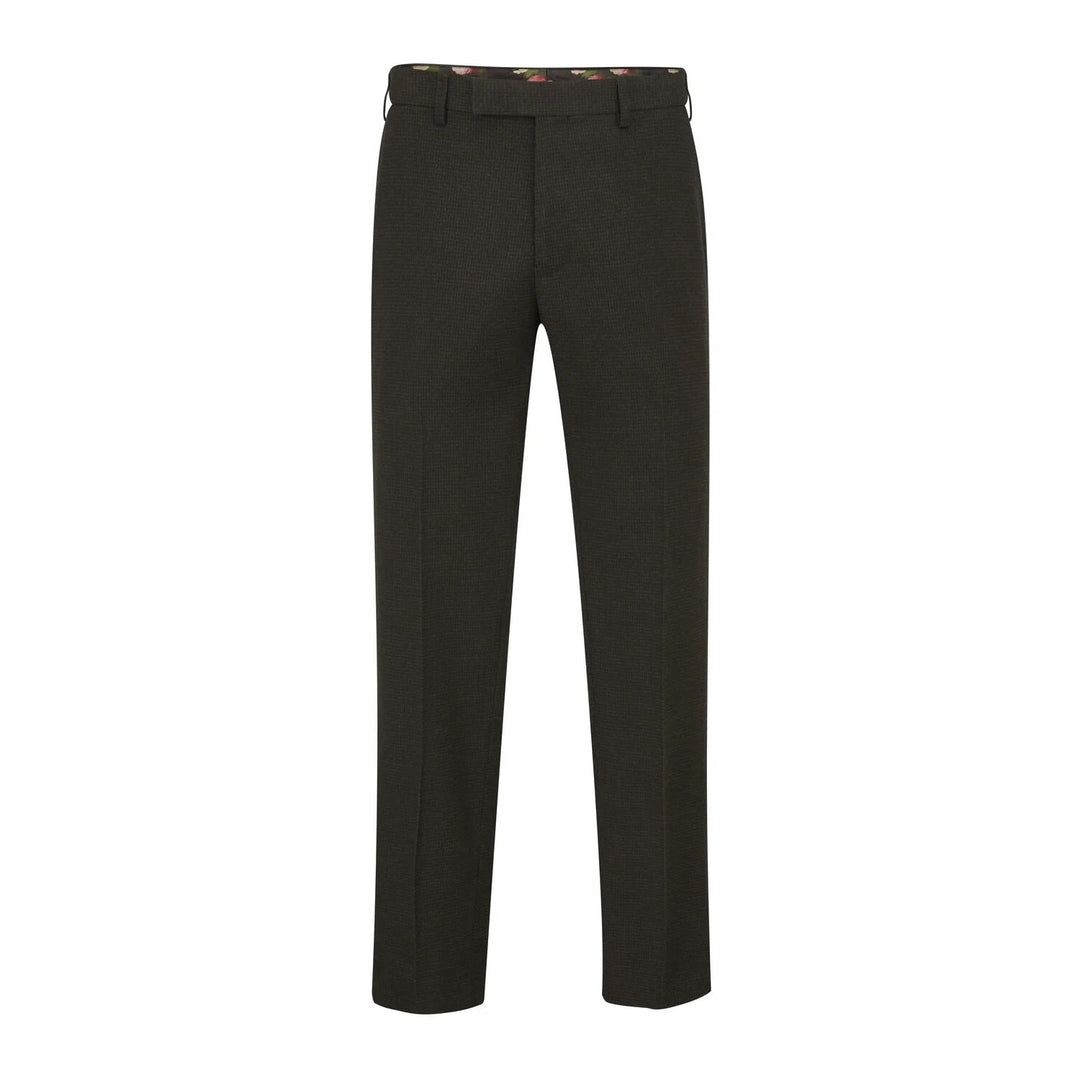 Baks Boyd Brown Puppytooth Suit Trousers 99MM70276, flat front view