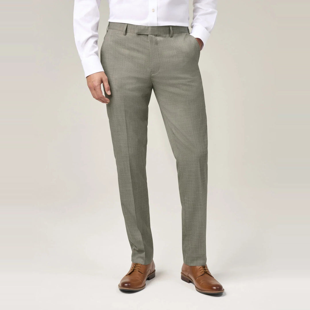 Baks Redding Sage Green Tapered Suit Trousers 99MM71252, front view