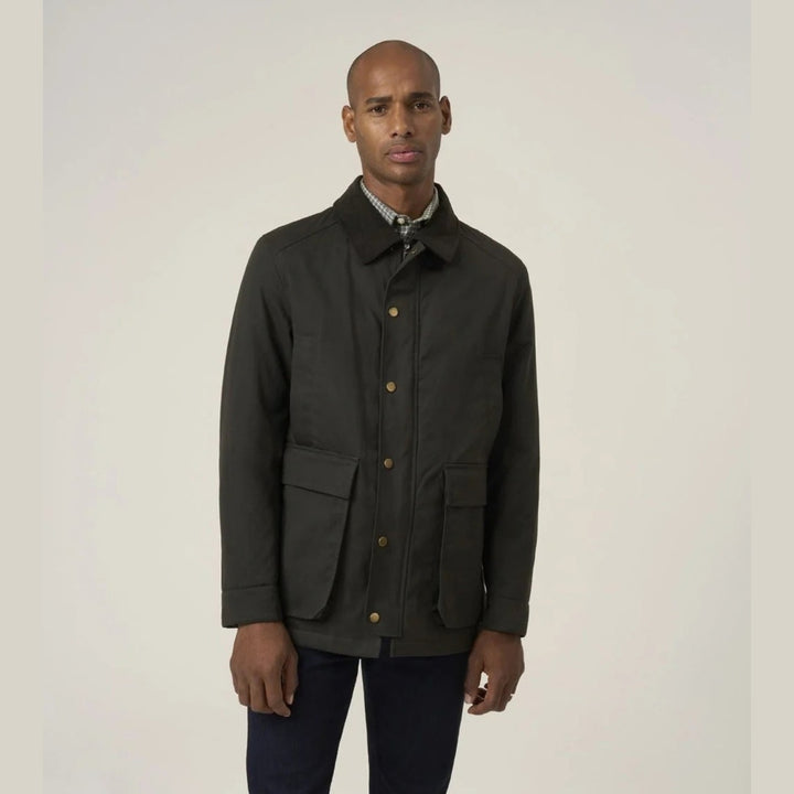 Baks Ribble Olive Wax Coat 99MM5649, front view