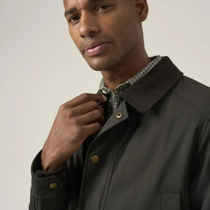 Baks Ribble Olive Wax Coat 99MM5649, collar detail