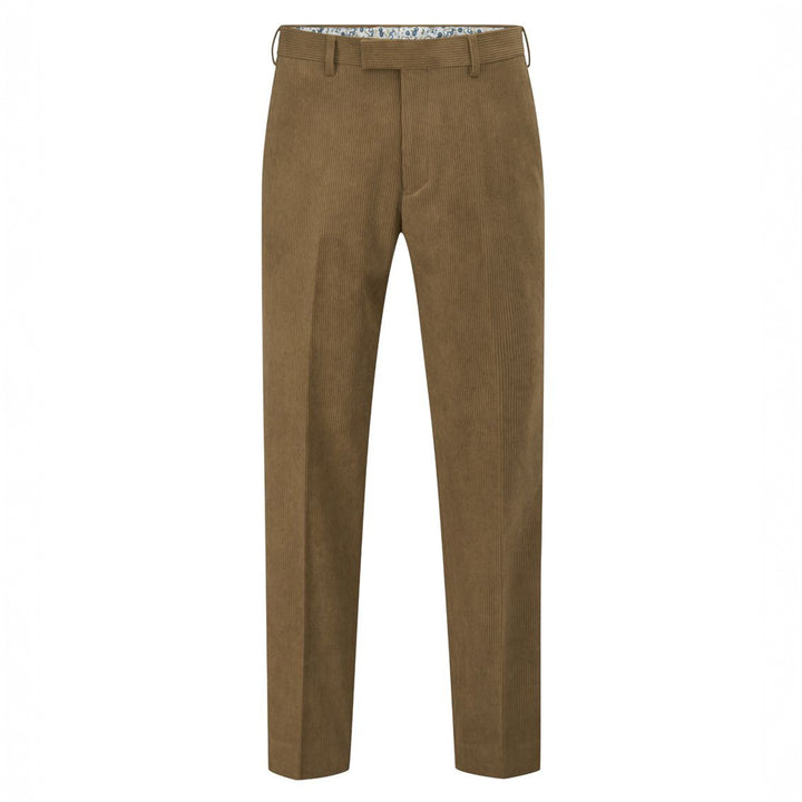 Brown corduroy pants on a white background
