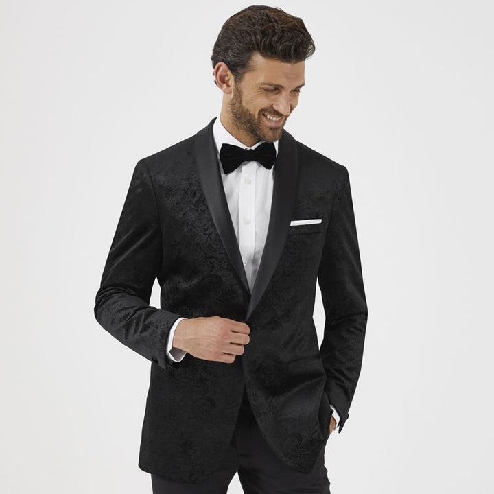 Baks Black Paisley Dinner Jacket 99MM4610, front view