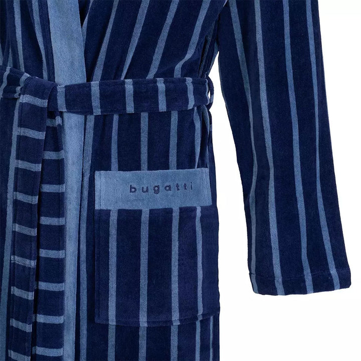 Bugatti 1624844850 Antonio Marine Blue Striped Dressing Gown - Baks Menswear Bournemouth