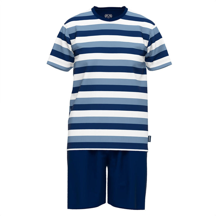 Bugatti 31114-4065-622 Melbourne Medium Blue O-Neck Short Pyjama Set - Baks Menswear Bournemouth