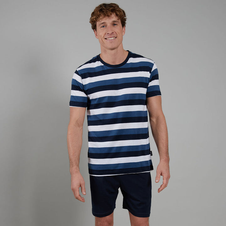 Bugatti 31114-4065-622 Melbourne Medium Blue O-Neck Short Pyjama Set - Baks Menswear Bournemouth