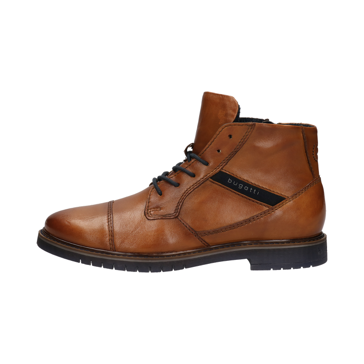 Bugatti Caj cognac brown mens leather ankle boot, outer side profile
