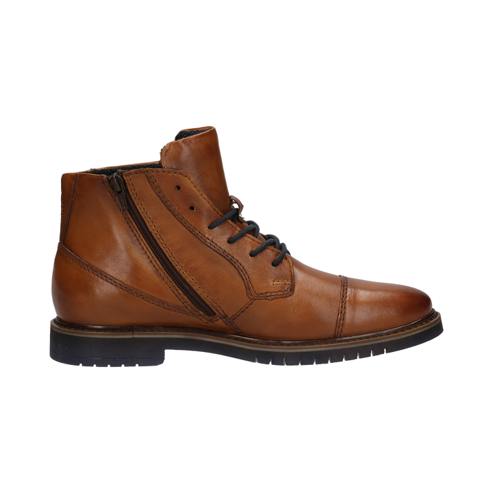 Bugatti Caj cognac brown mens leather ankle boot, inner side profile