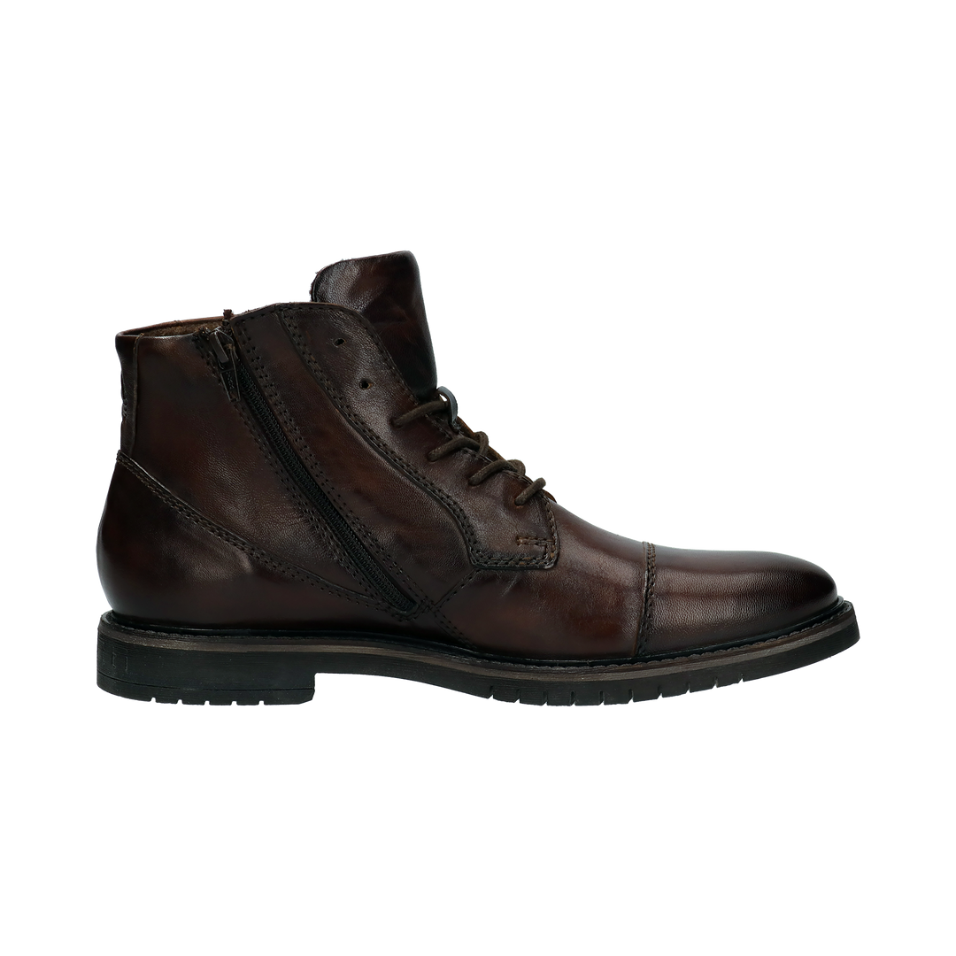 Bugatti Caj mid brown mens leather ankle boot, inner side profile