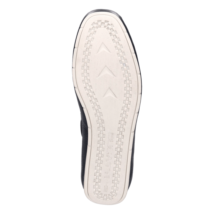 Bugatti Chelsey navy mens leather moccasin shoe, white flexible sole