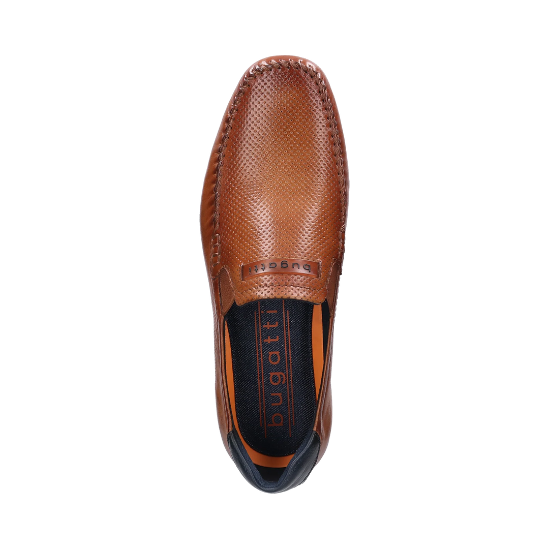Bugatti Cognac Brown Leather Mocassin Shoes 321-A2X6G-4000-6300