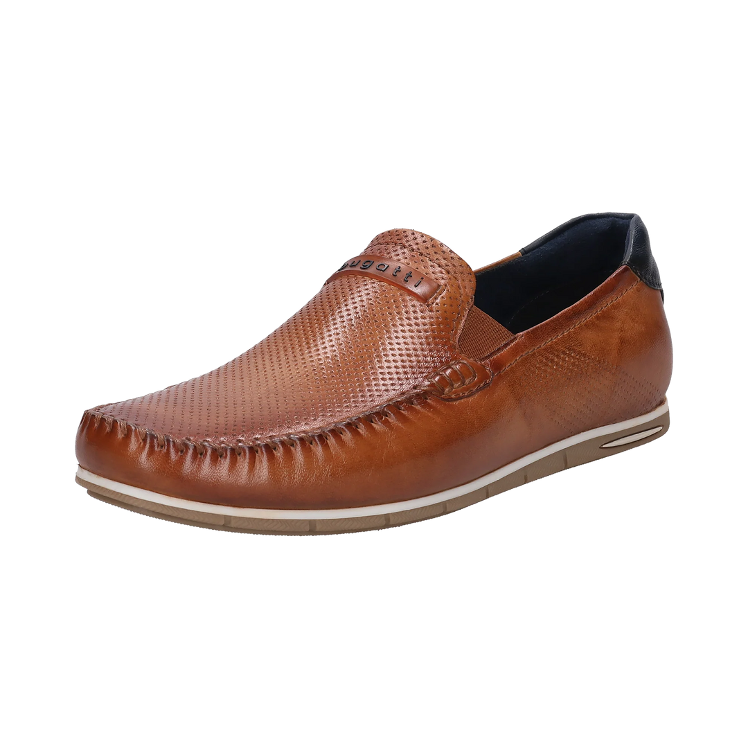 Bugatti Cognac Brown Leather Mocassin Shoes 321-A2X6G-4000-6300