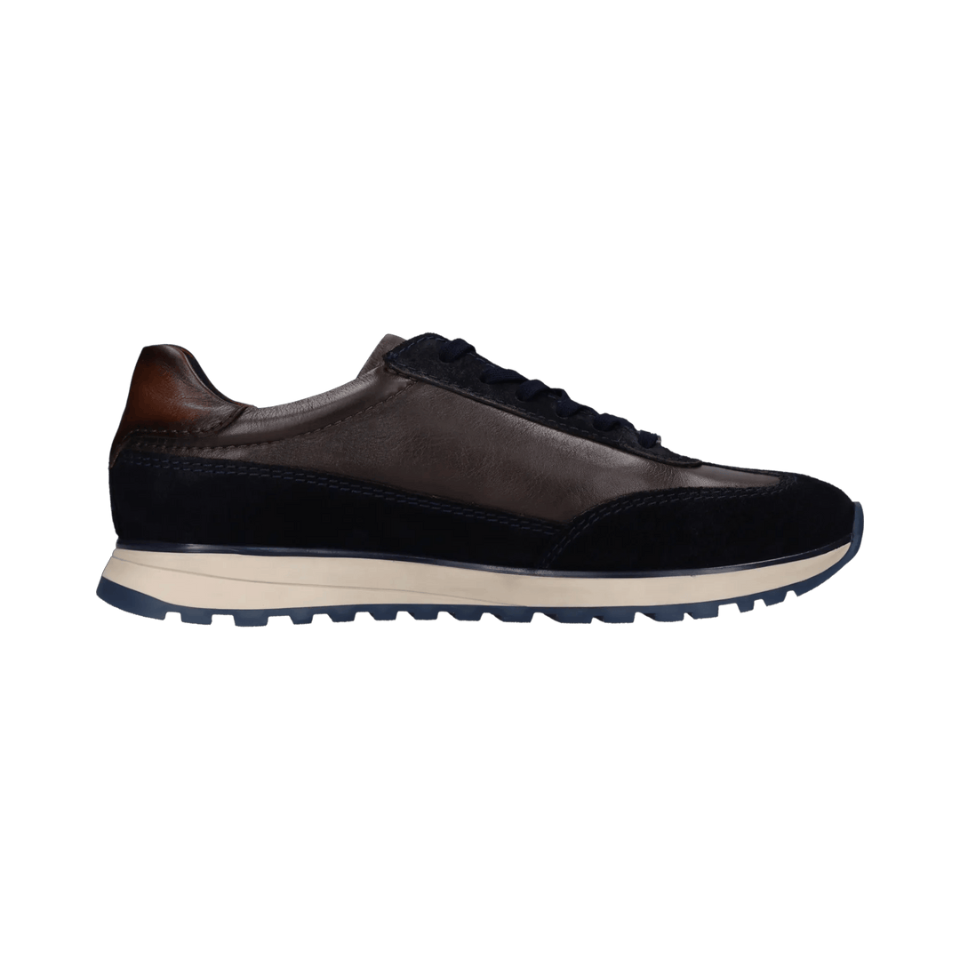 Bugatti navy mens leather trainer, inner side profile