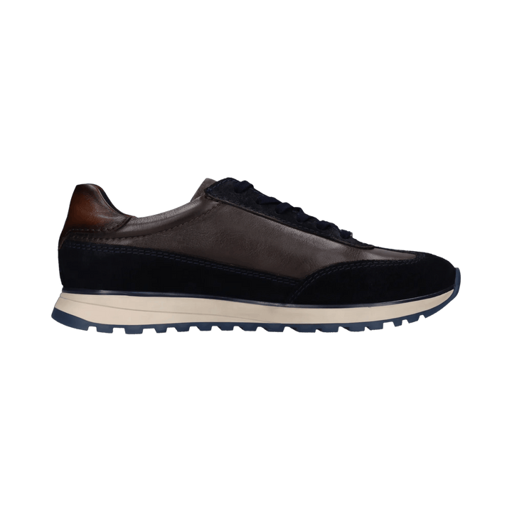 Bugatti navy mens leather trainer, inner side profile