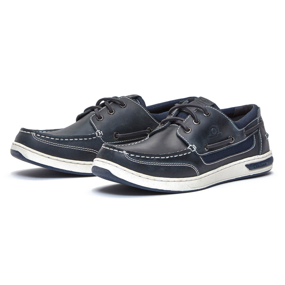 Chatham Buton G2 Navy Off White Premium Leather Deck Shoe - Baks Menswear