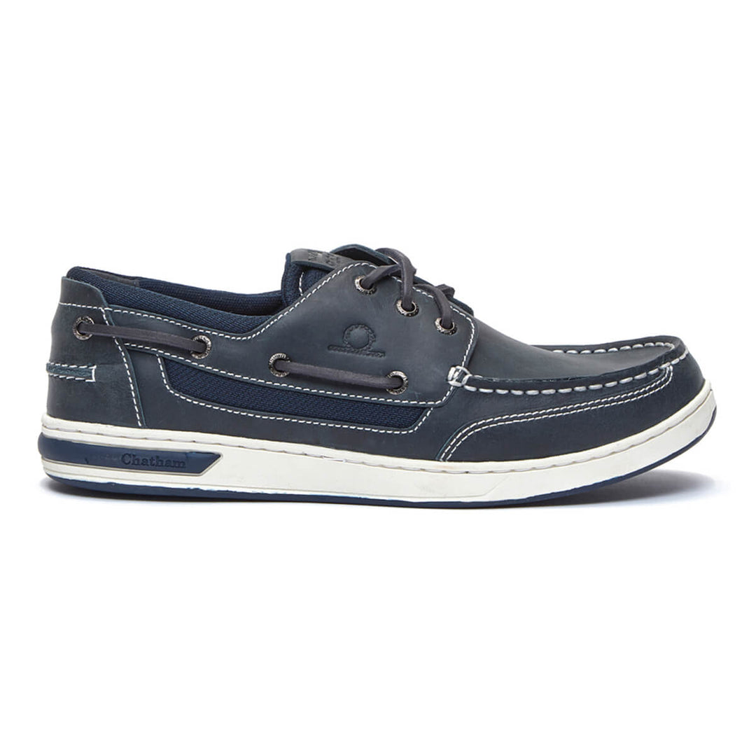 Chatham Buton G2 Navy Off White Premium Leather Deck Shoe - Baks Menswear