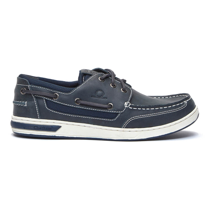 Chatham Buton G2 Navy Off White Premium Leather Deck Shoe - Baks Menswear