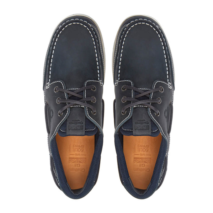 Chatham Buton G2 Navy Off White Premium Leather Deck Shoe - Baks Menswear