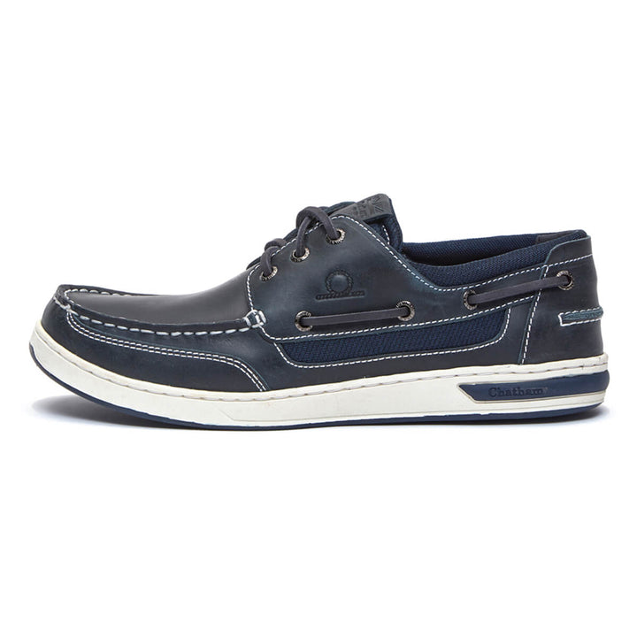 Chatham Buton G2 Navy Off White Premium Leather Deck Shoe - Baks Menswear