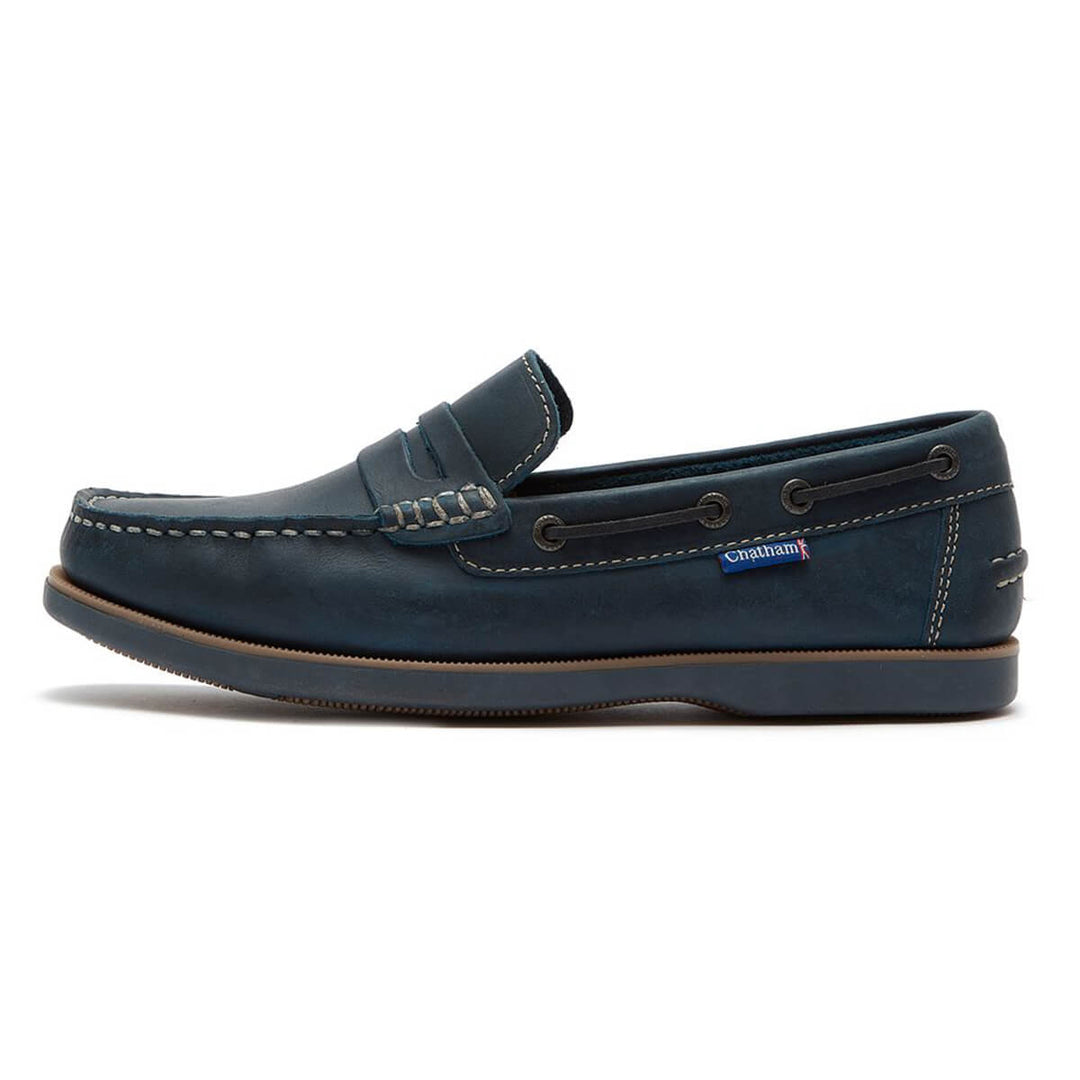 Chatham Shanklin Navy Premium Leather Loafers - Baks Menswear