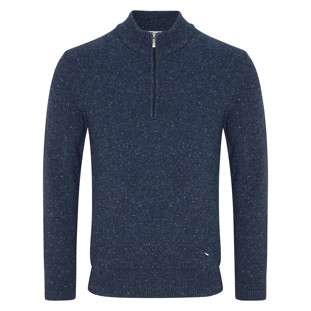 DG's Drifter Dark Blue Quarter Zip Long Sleeve Jumper 55642, front view