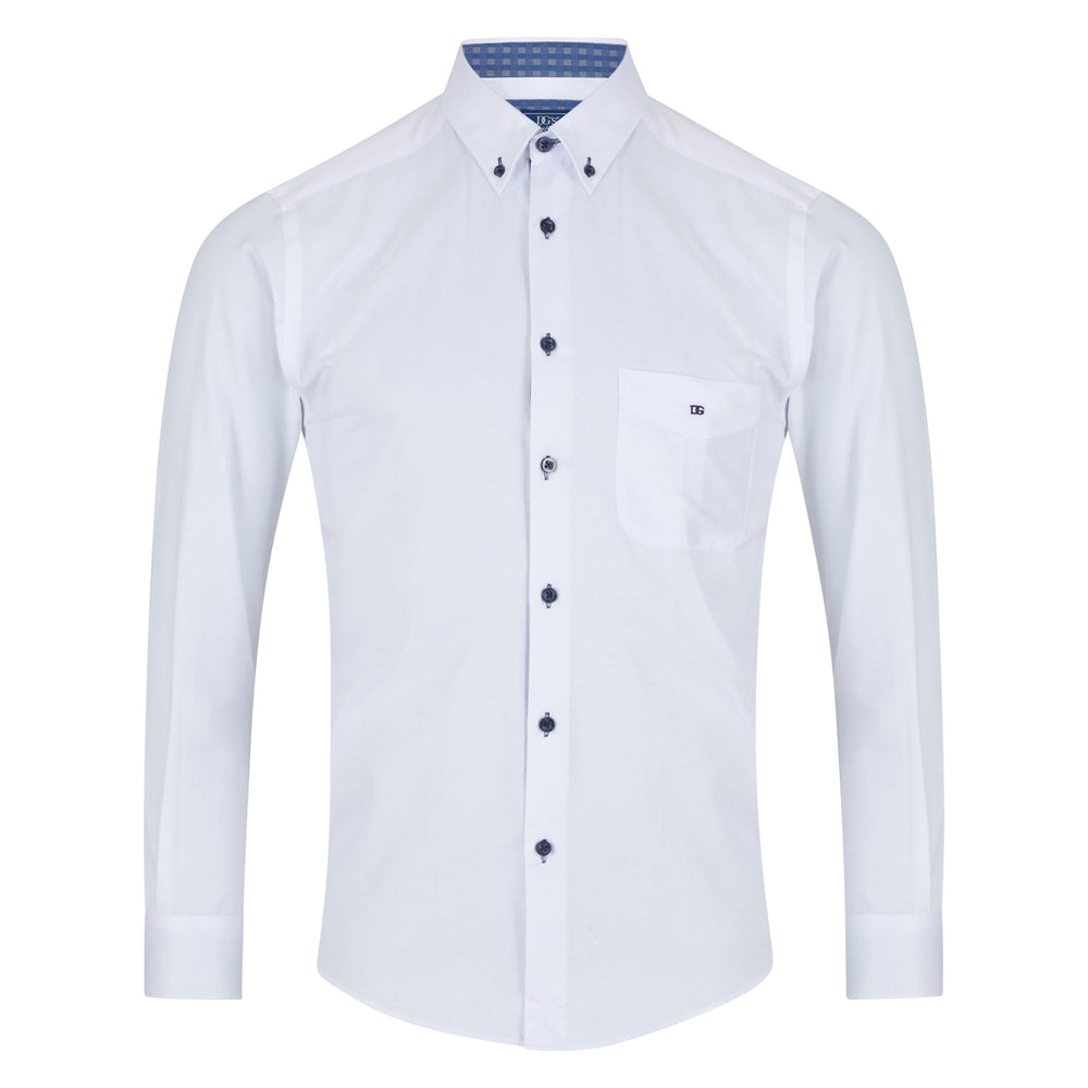 DG's Drifter Ivano White Long Sleeve Casual Shirt 15178, front view