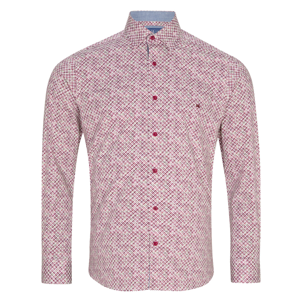 DG's Drifter Giovanni Red Print Long Sleeve Casual Shirt 14177 66, front view