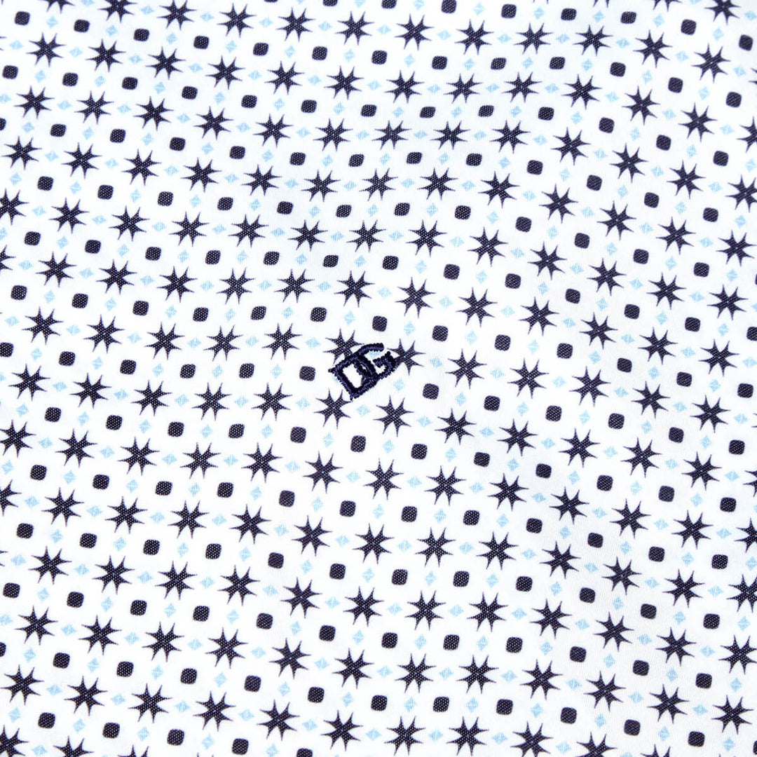 DG's Drifter 1-14495-18 Geneva Navy White Print Long Sleeve Shirt - Baks Menswear Bournemouth