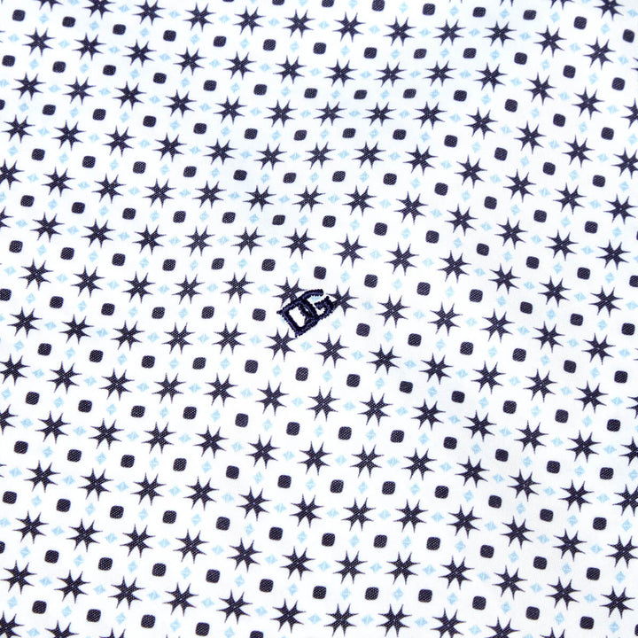 DG's Drifter 1-14495-18 Geneva Navy White Print Long Sleeve Shirt - Baks Menswear Bournemouth