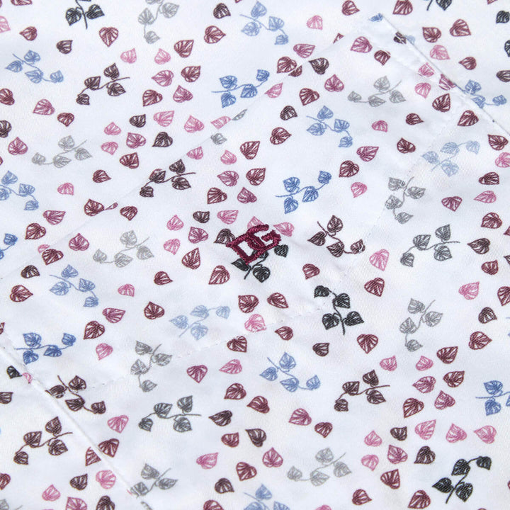 DG's Drifter 1-14496-16 Geneva Red White Leaf Print Long Sleeve Shirt - Baks Menswear Bournemouth