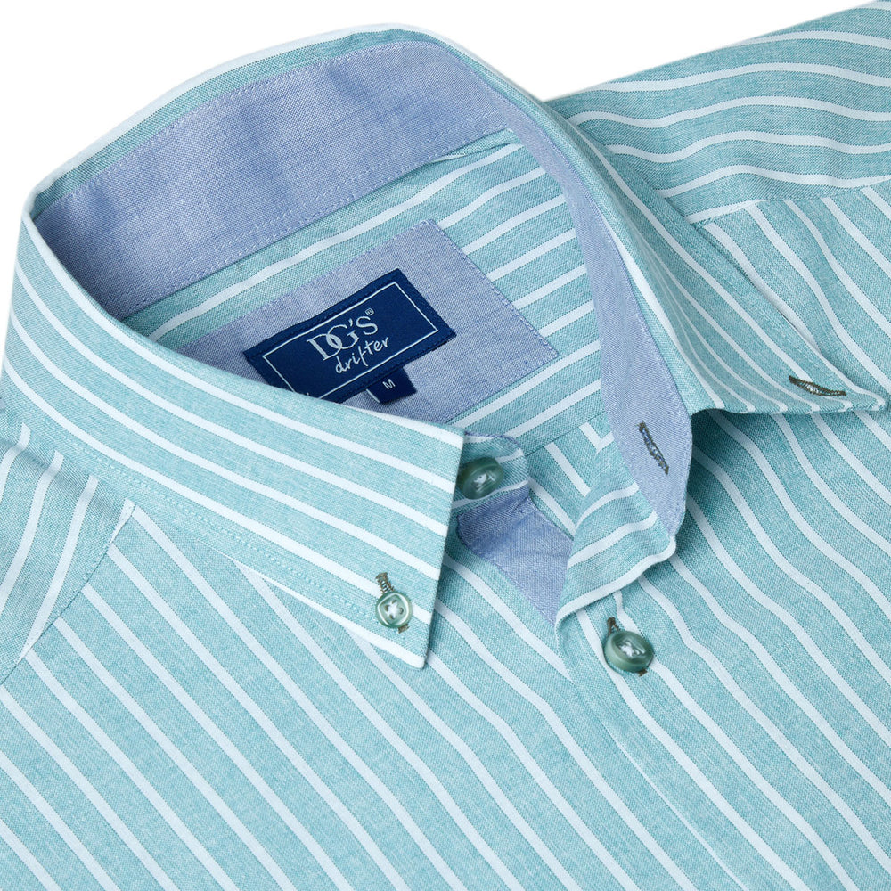 DG's Drifter 131-14437SS-22 Ivano Green Stripe Short Sleeve Mens Shirt - Baks Menswear Bournemouth