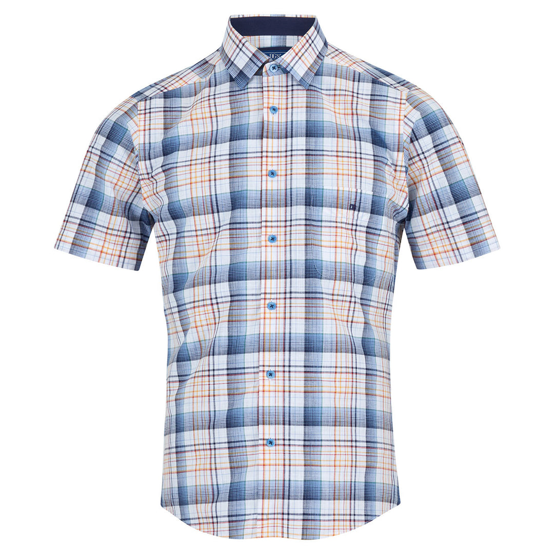 DG's Drifter 141-14717SS 23 Geneva Sky Blue Check Short Sleeve Shirt - Baks Menswear Bournemouth