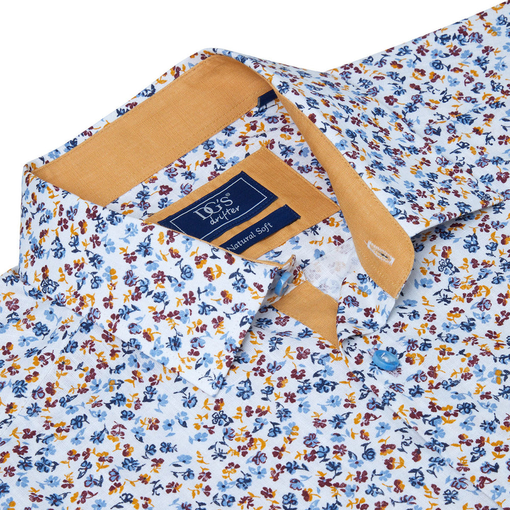 DG's Drifter 141-14738SS 15 Geneva Yellow Print Short Sleeve Shirt - Baks Menswear Bournemouth